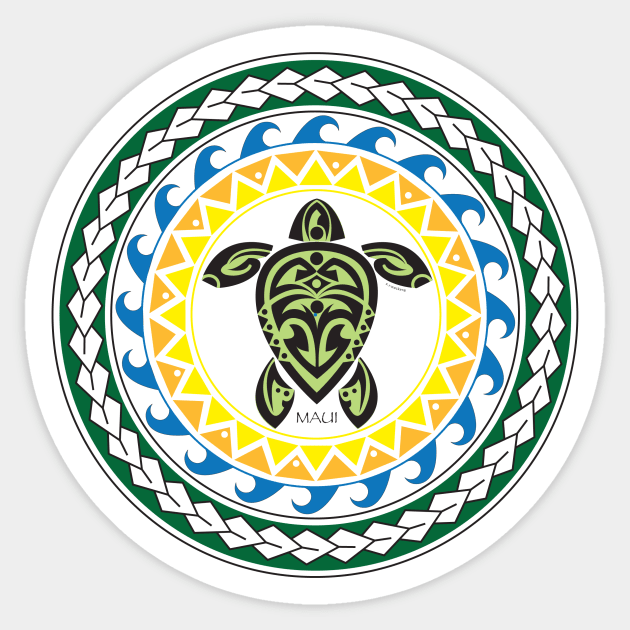 Tribal Turtle Tattoo Mandala Maui Sticker by srwdesign